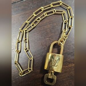 Gold Plated Chain Necklace with Louis Vuitton Lock #300 And Key